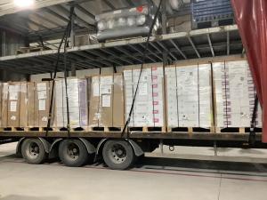 Image of lorry with well-packed pallets of stacked goods