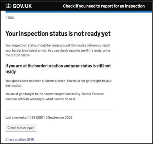 gov.uk Image - Your inspection status is not ready yet