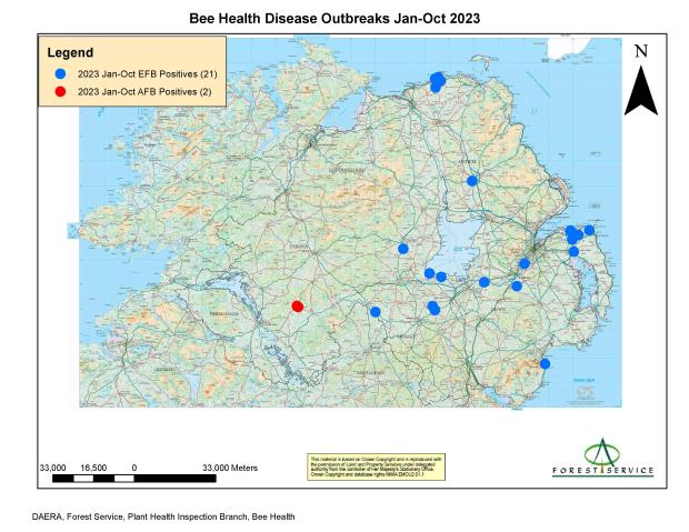 Bee Health Disease Outbreaks January to October 2023